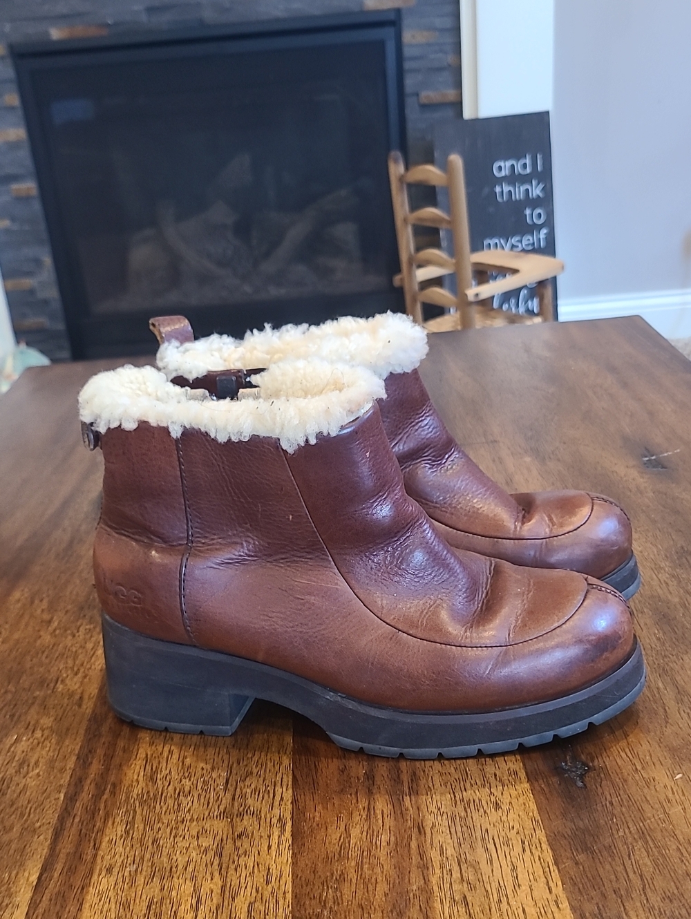 UGG Brooklyn Brown leather waterproof ankle boots women’s US 9
